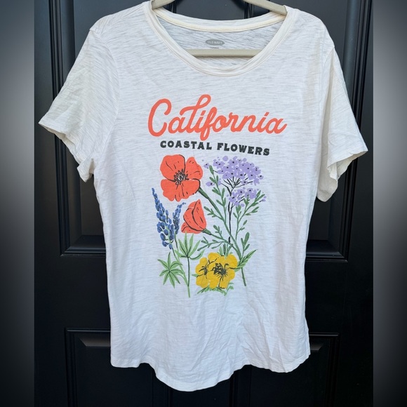 Old Navy Tops - Old Navy White Tee with California Floral Print